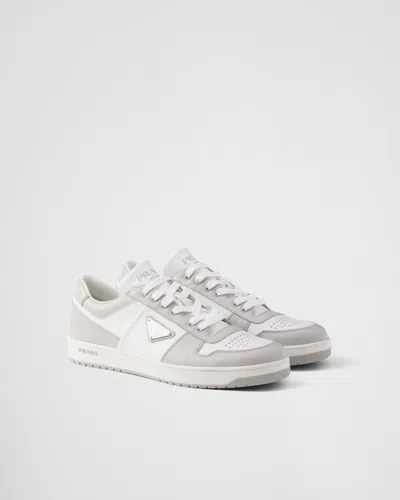 Prada Two-tone Leather Downtown Sneakers In Neutral