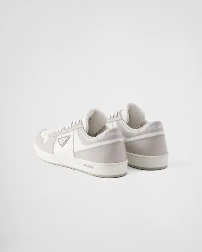 Prada Two-tone Leather Downtown Sneakers In Neutral