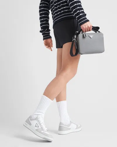 Prada Two-tone Leather Downtown Sneakers In Neutral