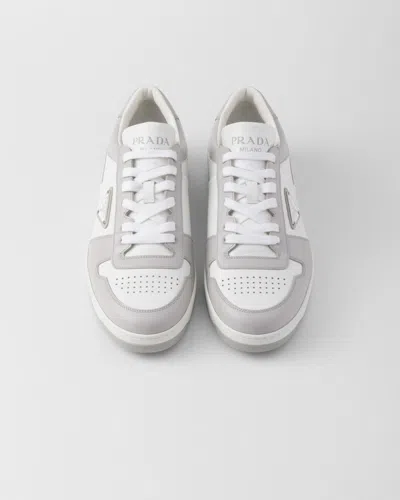 Prada Two-tone Leather Downtown Sneakers In Neutral