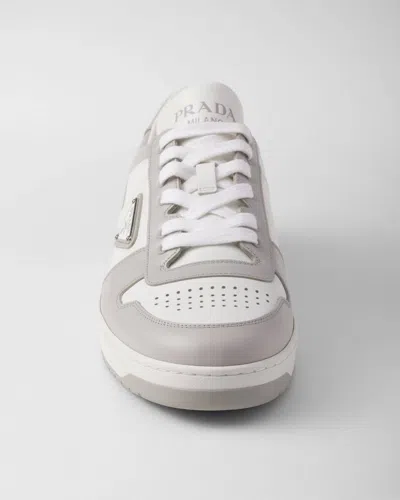 Prada Two-tone Leather Downtown Sneakers In Neutral