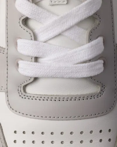 Prada Two-tone Leather Downtown Sneakers In Neutral