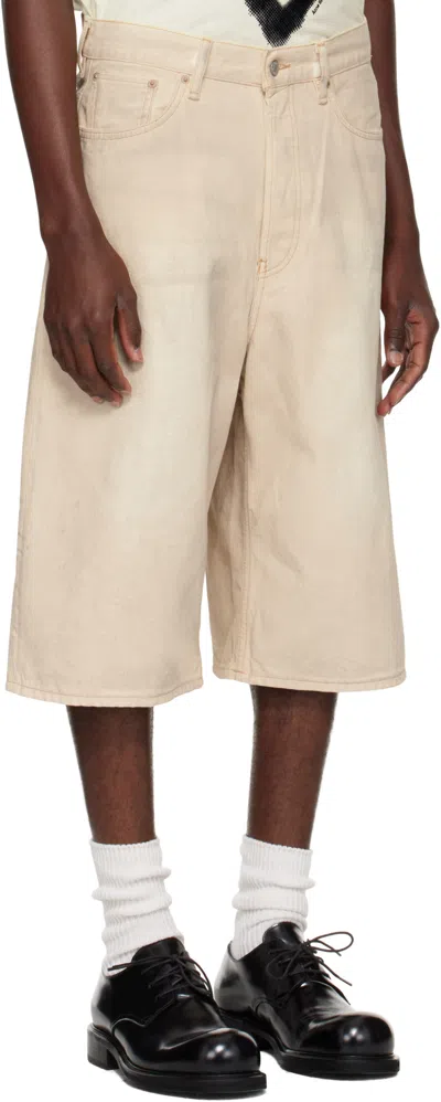 Acne Studios Belt Loop Denim Shorts In Neutral