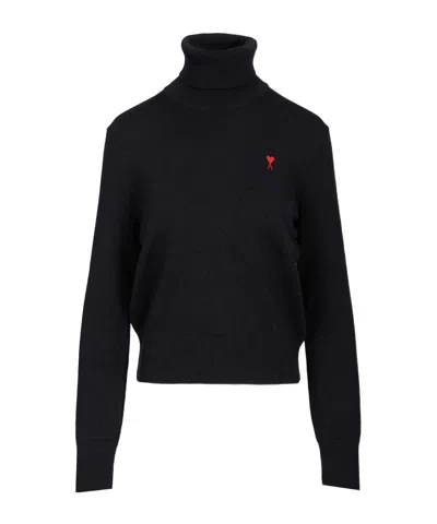 Ami Alexandre Mattiussi Ami Paris Black Wool Sweater In Black