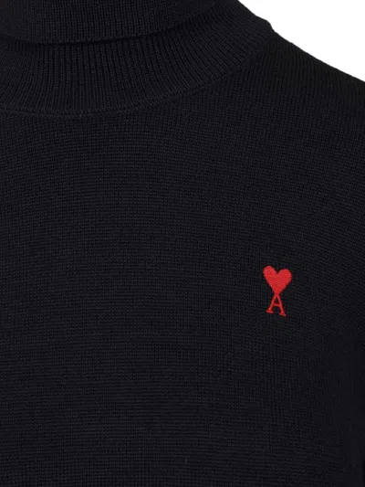 Ami Alexandre Mattiussi Ami Paris Black Wool Sweater In Black