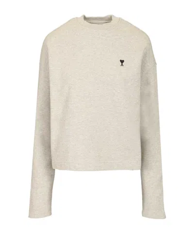 Ami Alexandre Mattiussi Ami Women Ami De Coeur Cropped Sweatshirt In Neutral