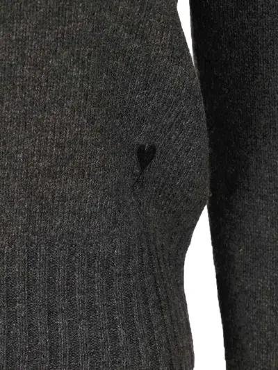 Ami Alexandre Mattiussi Fine Knit Cashmere Sweater With Classic Crew Neckline In Black