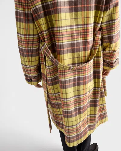 Prada Checked Belted Coat In Multi
