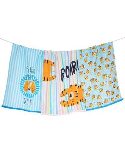 Tiramisu Wild Roar Jungle Cotton Kitchen Towel Set In Multi