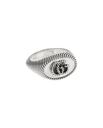 Gucci Silver Interlocking G Medium Logo Ring In Metallic