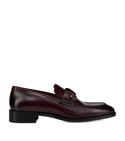 Christian Louboutin Chambelimoc Leather Loafers In Red