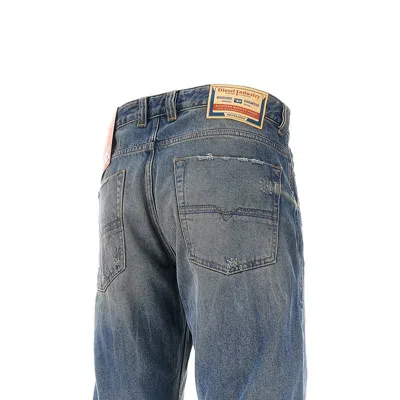 Diesel Faded Blue Relaxed-fit Jeans With Distressing And Whiskering In Blue
