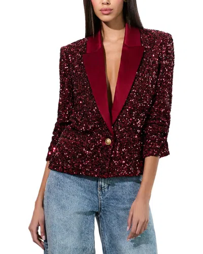 Alice And Olivia Denny Boxy Sequined Blazer In Red