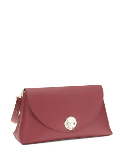 Coccinelle Medium Nikla Circular-clasp Calf-leather Shoulder Bag In Red