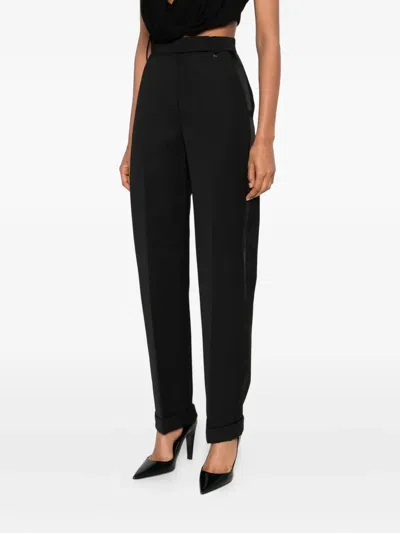 Nissa Satin-trim Trousers In Black