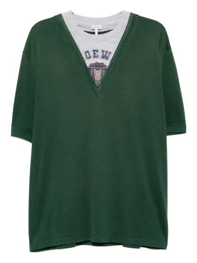 Loewe Loose Fit T-shirt In Cotton Blend In Green