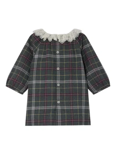 Bonpoint Baby Girls Flavili Checked Dress In Gray