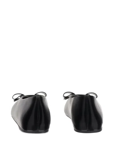 Ferragamo Leather Round Toe Ballerina Shoes With Bow Detail In Blue