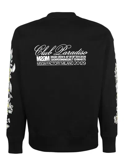 Msgm Printed Cotton Sweatshirt In Black