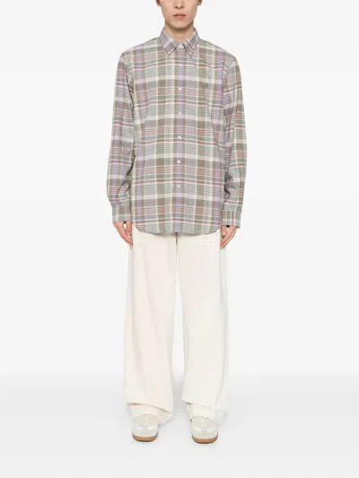 Polo Ralph Lauren Mens 6815 Khaki Green Multi Check-pattern Custom-fit Cotton Shirt In Brown