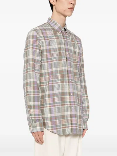 Polo Ralph Lauren Mens 6815 Khaki Green Multi Check-pattern Custom-fit Cotton Shirt In Brown