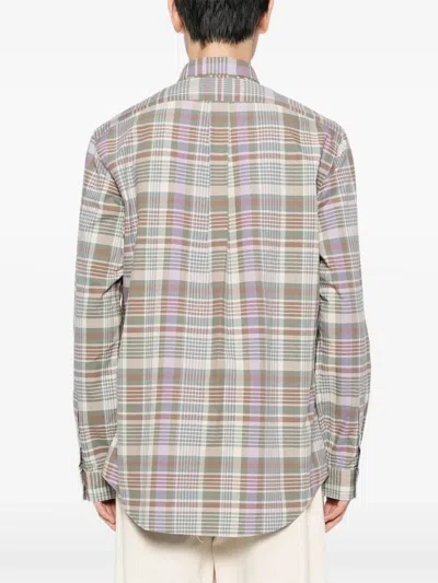 Polo Ralph Lauren Mens 6815 Khaki Green Multi Check-pattern Custom-fit Cotton Shirt In Brown