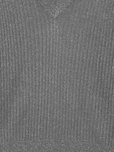 Liu •jo Metallic-effect Ribbed Sweater In Gray