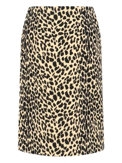 Aspesi Animal Print High-waisted Knee Length Midi Skirt In Multi