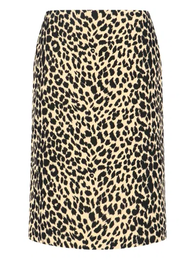 Aspesi Animal Print High-waisted Knee Length Midi Skirt In Multi