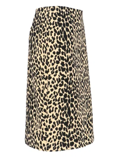 Aspesi Animal Print High-waisted Knee Length Midi Skirt In Multi