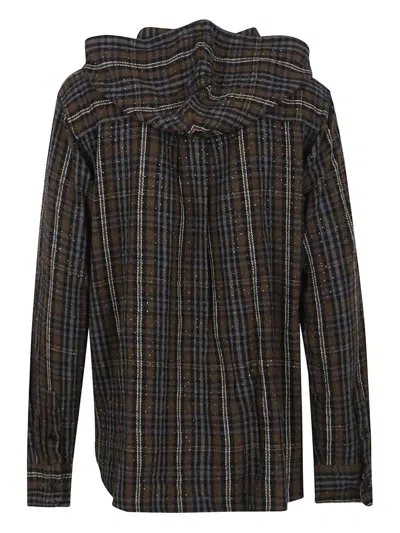 P.a.r.o.s.h Parosh Check Pattern Shirt With Rhinestone Embellishments In Multi