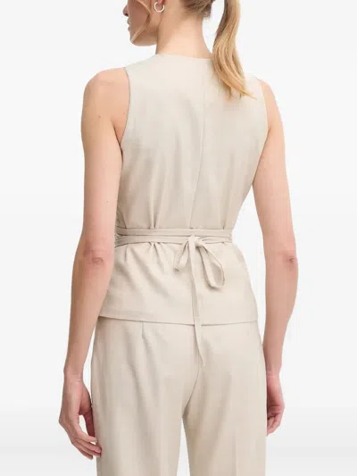 Sandro Ferrone Wrap-effect Sleeveless Top In Neutral