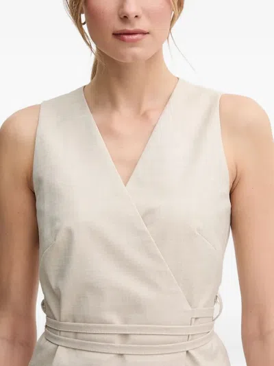 Sandro Ferrone Wrap-effect Sleeveless Top In Neutral