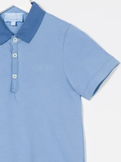 Lanvin Enfant Embroidered Logo Polo Shirt In Blue