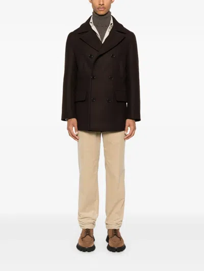 Fursac Twill Coat In Brown