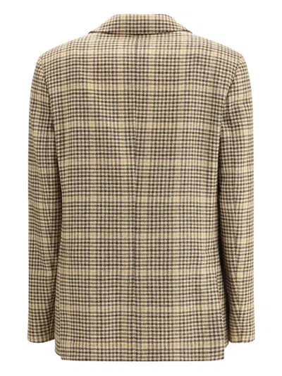 Lardini Checked Twoo-button Blazer In Neutral