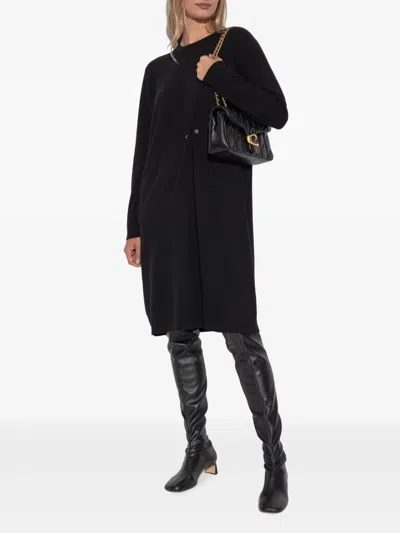 Fabiana Filippi Knit Dress With Brooch In Black