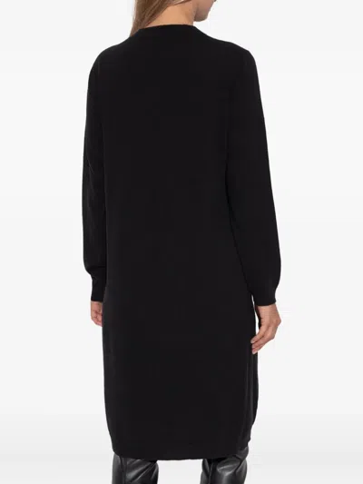 Fabiana Filippi Knit Dress With Brooch In Black