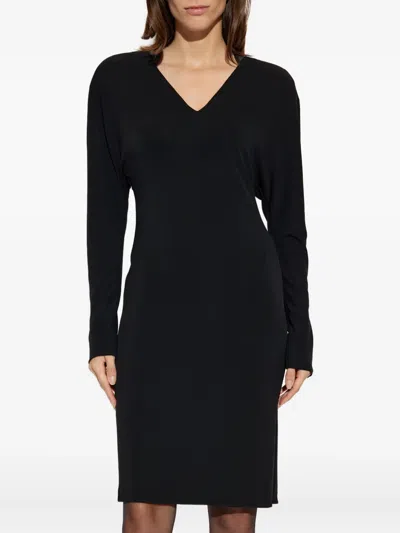 Versace V-neck Long-sleeve Mini Dress In Black