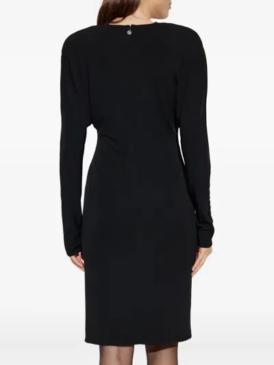 Versace V-neck Long-sleeve Mini Dress In Black