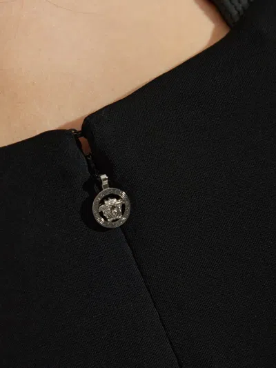 Versace V-neck Long-sleeve Mini Dress In Black