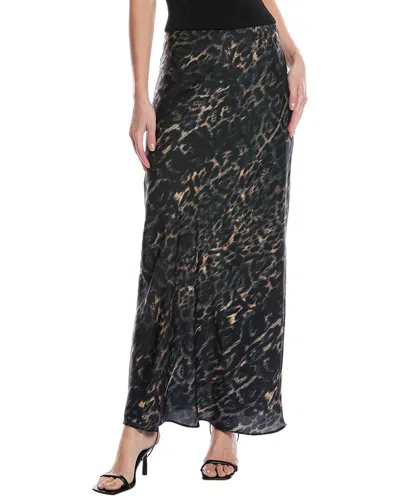Allsaints Bryony Leopard-print Split Maxi Skirt In Black