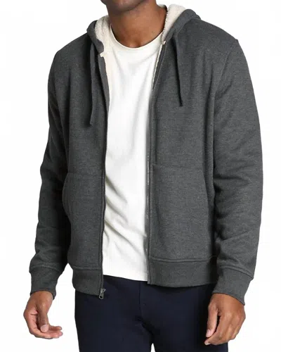 Jachs New York Sherpa Lined Waffle Hoodie In Charcoal In Gray