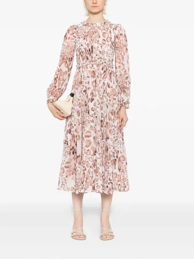 Needle & Thread Leopard-print Chiffon Midi Dress In Brown