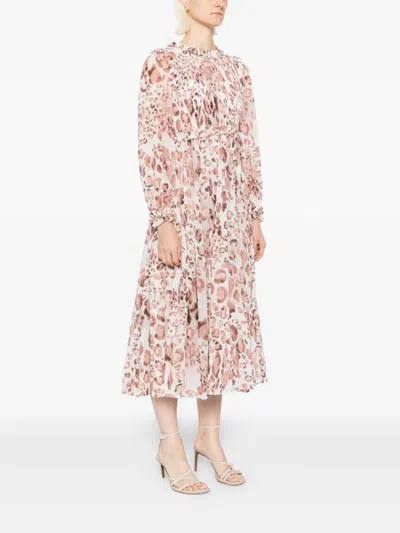 Needle & Thread Leopard-print Chiffon Midi Dress In Brown