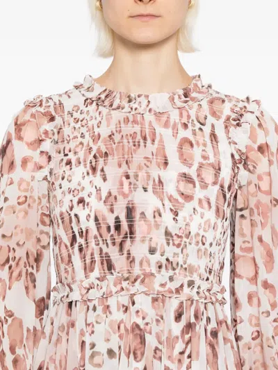 Needle & Thread Leopard-print Chiffon Midi Dress In Brown