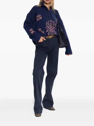 Etro Lace-up Embroidered Sweater In Multi