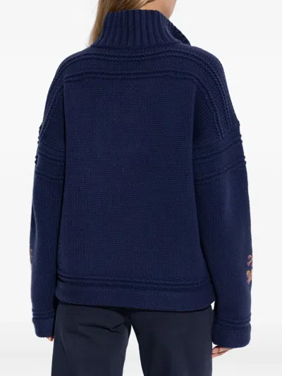 Etro Lace-up Embroidered Sweater In Multi