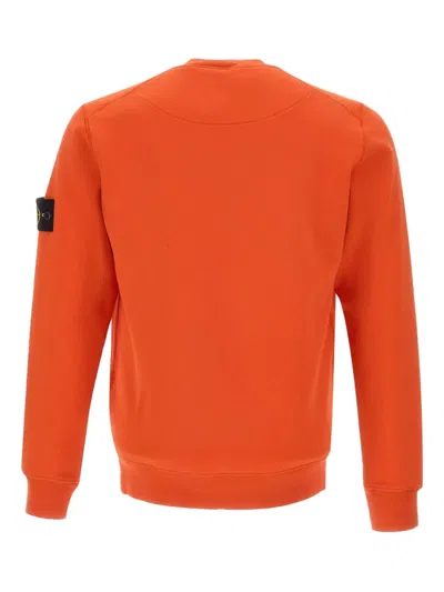 Stone Island Crew-neck Sweater With Reverse Stitch Details In Orange
