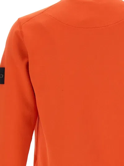 Stone Island Crew-neck Sweater With Reverse Stitch Details In Orange